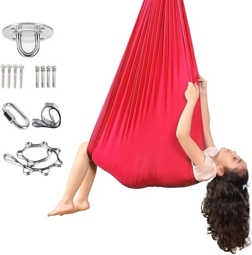 Tuch - Aerial Yoga Schaukel HäNgematte Anti-Gravity-üBungen FüR Lindern(Red,280x100CM/110x39in)