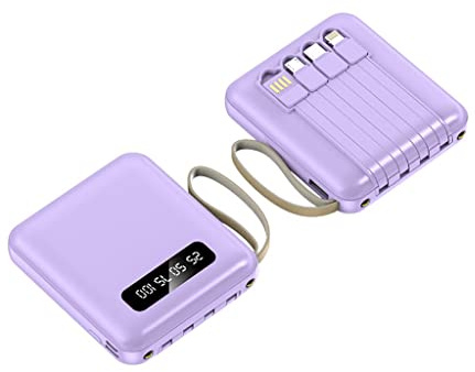 Mini 20000 MAh di grande capacità viene fornito con ricarica a quattro fili Treasure Fast Charging Power Bank portatile durevole (Colore: Viola, Dimensioni: 20000mAh)