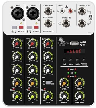 Mixer DJ-Controller-Mixer, 5.0 Bluetooth 48 V Leistung, geringes Grundrauschen for Mischpult-PC-Aufnahme,Außergewöhnliche Klangklarheit
