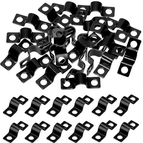 ZhouWei 60 Pièces Collier de Serrage en U, 2 Trous Collier Serrage Métallique Ø 10 mm, Attache Tuyau, Fixation Grillage Rigid, Attache de Fixation pour Tube en U, pour Tuyau de Canalisation Fixe