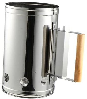 NOLITOY Edelstahl Grillkamin Anzündkamin mit Luftlöchern für Schnelles Gleichmäßiges Entzünden von Holzkohle Langlebiger Barbecue Fire Starter für Outdoor Grill und Holzkohlekorb