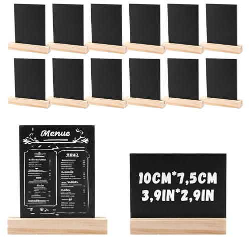 DAJAVE 24 lavagne in ardesia per scrivere, scrivi su entrambi i lati, supporto in legno, piccole lavagne da scrivere, 24 pezzi, 10 x 7,5 cm