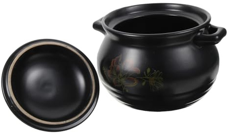 Marmite en Terre Cuite 2L en Céramique, Cuisson Uniforme, Soupe et Ragoût | Noir, , Résistance Acide et Alcaline, 1 Pièce, Usage la Cuisine Maison