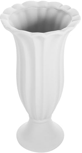 DIYEAH Vaso da Fiori da Esterno Commemorativo in Ceramica Bianca, Portafiori Decorativo per Cimitero, Vaso Delicato per Tombe e Decorazioni Funerarie, Uso per Fiori Freschi o Artificiali