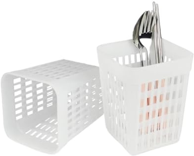 Dishwasher Cutlery Basket Organizer with Drain Holes, Plastic Utensil Holder for Knives Forks Spoons