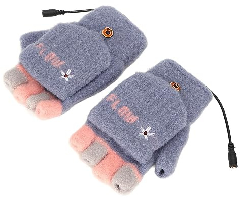 Fauitay Beheizte Fäustlinge, Doppelseitige USB-Heizung, Fingerlose Handschuhe mit 3 Wärmestufen, für Outdoor-Aktivitäten Im Winter, Gaming, Tippen, Arbeiten, Skifahren, Wandern