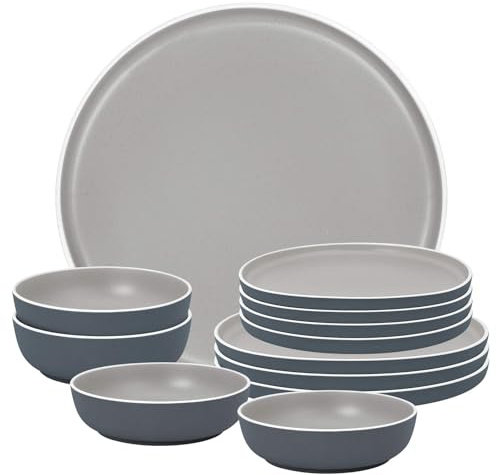 BRUNNER Melamin Geschirr-Set Camping 12-Teilig Trilogy Grey Midday