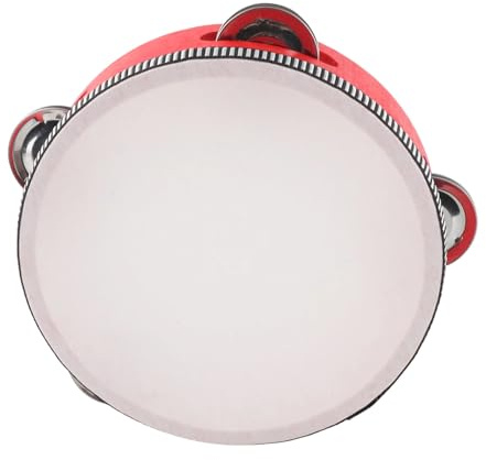 BSTCAR Hölzernes Tamburin mit Schellen, Handglockentrommel für Kinder, Pädagogisches Percussion-Musikinstrument, Baby-Musikspielzeug für Kinder ab 1 Jahr (6 Zoll Rot)