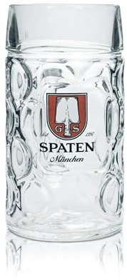 GarageBar | Spaten 1L Beer Stein | Official Merchandise | 2 Pints/1 Litre Capacity | Perfect for Oktoberfest | Traditional German Beer Stein | Ideal for Home Bar or Man Cave | 1 Glass