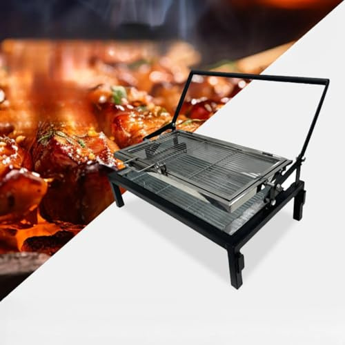 Tragbarer, faltbarer Klapp-Grill, Holzkohle-Stil, für Zuhause, Camping, universeller Grillspieß, Grill, Fischgrill, multifunktionaler Grill (schwarz, kleine Größe)