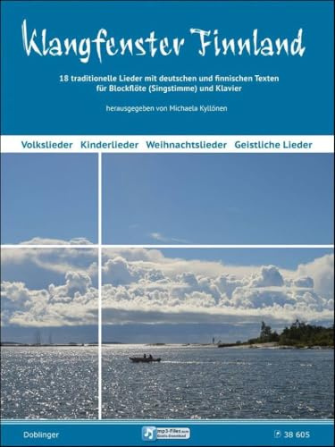 Klangfenster Finnland, für Blockflöte (Singstimme) und Klavier: 18 traditionelle Lieder mit deutschen und finnischen Texten. Mit MP3-files als Download