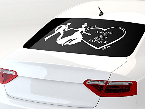 GRAZDesign Autoaufkleber Hochzeit personalisiert mit Namen | Autoschmuck Auto Aufkleber Hochzeitsschmuck Deko Just Married Autodekoration - Nr. 8 Ja! mit Namen und Datum