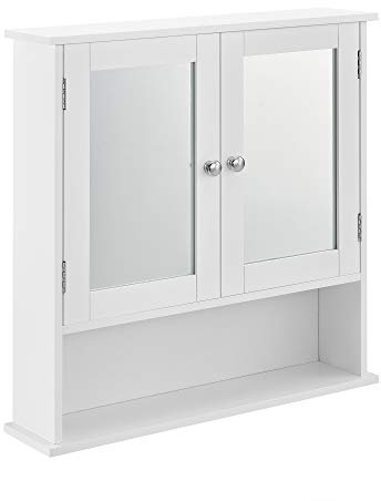 [en.casa] Badrumsskåp vitt – 58 x 56 x 13 cm – badrumsskåp med spegel