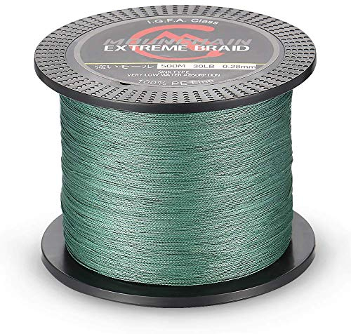Mounchain Geflochtene Angelschnur 4 Braid 1000M (Dunkelgrün, 0,23mm-20lb)