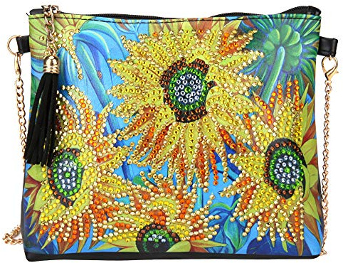 Diamond painting bag, DIY leather crossbody bag 5D diamond clutch envelope handbag sunflower pattern for craft lovers gift enthusiasts gift enthusiasts