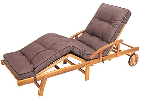 PillowPrim Liegenauflage, Auflage Gartenliege (Braun) 201 x 55 cm, 8 cm dick, Auflagen für Deckchair, Bequeme Polsterauflage für Sonnenliege, Liegestuhl