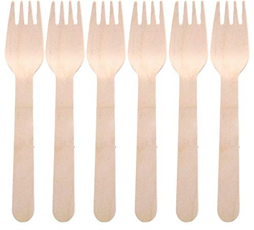 Wooden Cutlery Set Strong Reusable Fork Spoon Knife Teaspoon Wedding .re-usable. Party Mix & Match (Fork, 1000)