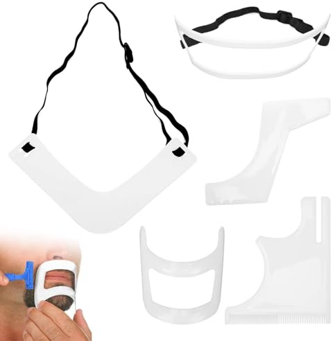 Kit de 5 herramientas para modelar la barba, kit de herramientas para modelar la línea del cabello de la barba para hombres, herramienta para modelar la guía de la barba y el afeitado de la barba