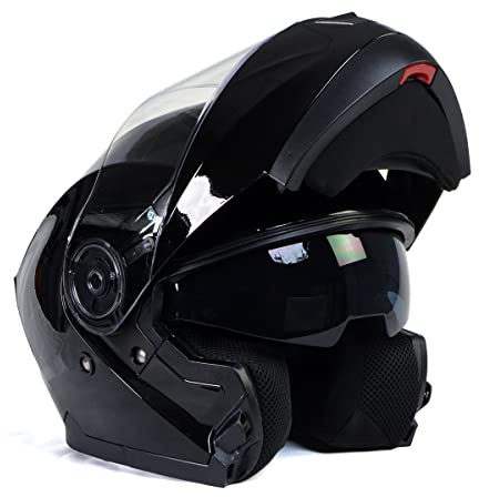 Milwaukee Helmets MPH9815DOT 'Breeze' Gloss Black Advanced Motorcycle Modular Helmet for Men and Women Biker w/Drop Down Visor - 2X-Large