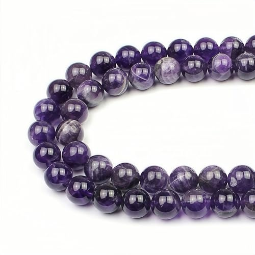MJDCB 8mm 43st Sten Pärlor Tvåfärgad Ametist Runda Lösa Naturliga Halvädelsten för Tillverkning Armband Halsband Smycken
