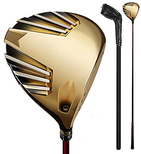 Driver da Golf in Titanio per Uomo, Set di Mazze da Golf da Uomo, 1 Albero in Carbonio R/SR/S in Legno Nero/Oro, Adatto per Principianti e Giocatori avanzati
