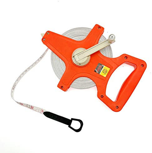 JZK 50 Meters 165 feet Open Reel Tape Measure, Dual Scale Metric/Imperial Tape Measure 50m/164ft, Fiberglass Surveyors Tape, Fibreglass Measuring Tape