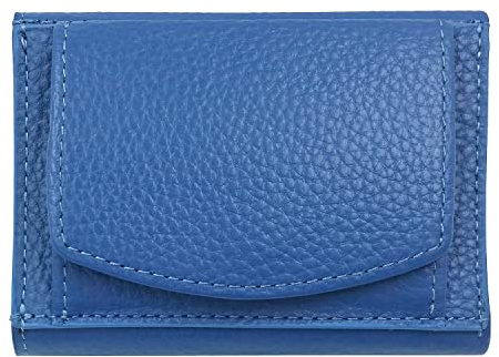 Portemonnaie Damen klein viele Fächer mini, Leder blau, RFID Blocker, Münzfach | Geldbörse Portmonee Reisebrieftasche Portemonnaie Damengeldbörse Damenportemonnaie Damengeldbeutel Reise Wallet Purse