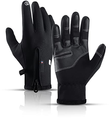 Winter Touchscreen Gloves For Women Men Warm Fleece Gloves, Thermal Full Finger Bike Gloves, For Clod Weather, For Running, Biking, Driving, Hiking, Mountaineering, Workout (Black, M)