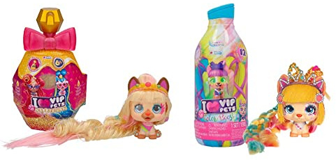 Vip Pets Celebripets | Muñeca perrita Sorpresa Inspirada en celebridades con 10 Accesorios & Color Boost S3, Muñeca perrita Sorpresa Coleccionable con Pelo Largo para peinar (30cm)