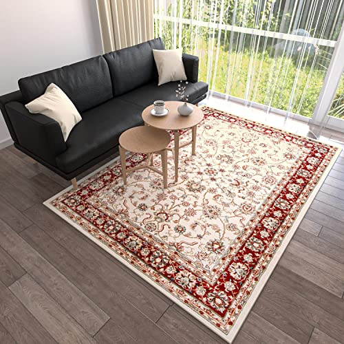 Mazovia Groß Teppich Flur 160x230cm Creme Rot Klassisch Traditionell Weich