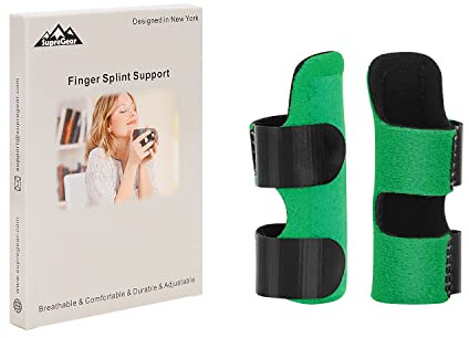 supregear Fingerschiene, 2er-Pack Verstellbare Wiederverwendbare Trigger Fingerschiene Fingerstütze mit Abnehmbarer Aluminiumstange für Zeige/Mittel/Ring/kleinen Finger, Grün