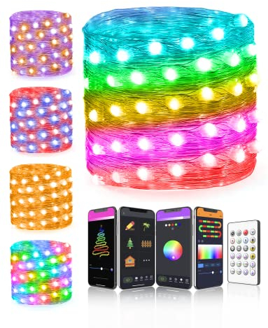 Aoycocr Custom RGB Lucine Led Decorative Compatibile con Bianco Caldo Molteplici Scenari Applicativi Controllo App 20M132Led Bluetooth Luci Natale con Timer per Camera Natale Outdoor Party Deco