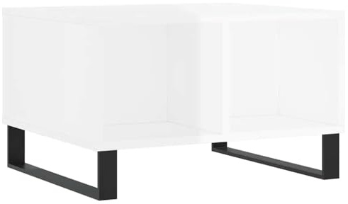 vidaXL Mesa de Centro Madera contrachapada Blanco Brillo 60x50x36,5 cm