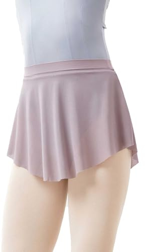 Daydance Mesh Grey Pull on Women Ballet Skirt Adult Pointe Dance Skirts with Low Split