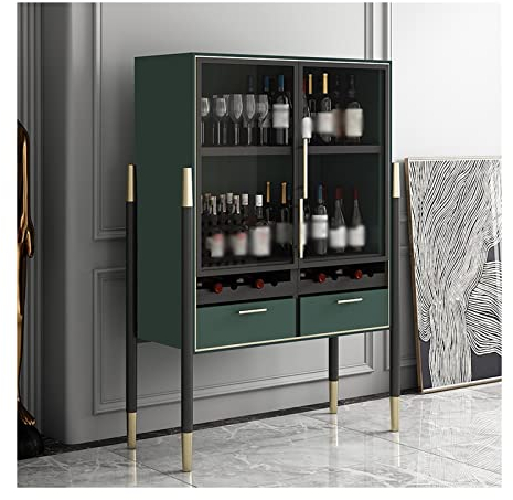 MOOWI Weinschrank Leichter, luxuriöser Weinschrank, freistehende Weinaufbewahrung, Heimdekoration, Barschrank, multifunktionaler Spirituosenschrank for Küche und Esszimmer Barschrank (Color : Green)
