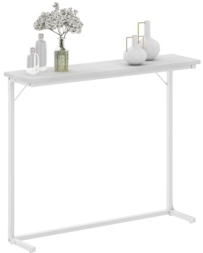 Hzuaneri Slim Console Table, Narrow Sofa Tables, Behind Sofa Table for Living Room Hallway Entryway Small Spaces, Industrial style, Easy Assembly, 24 x 100 x 80 cm, White CT01213W