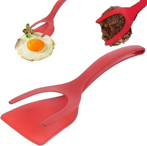 Spatola e pinza 2 in 1, versatile spatola da cucina, pinza per padella, fried Egg Spatula, morsetto in silicone resistente al calore, adatto per afferrare e girare le uova