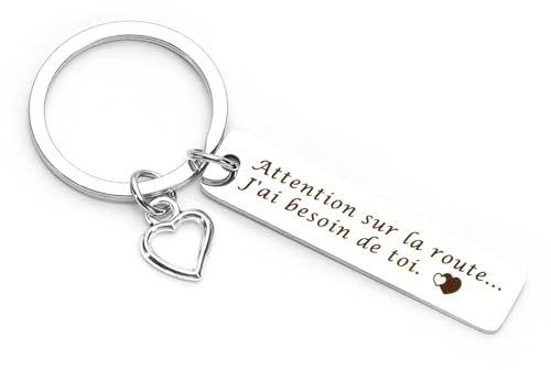 Porte Clef Homme Femme Cadeau Homme Cadeau Couple Porte Clef Voiture Moto Porte Clef Couple Cadeau Saint Valentin Homme Papa Maman Mari Fils Fille Ami Copain Copine Original Attention Sur La Route