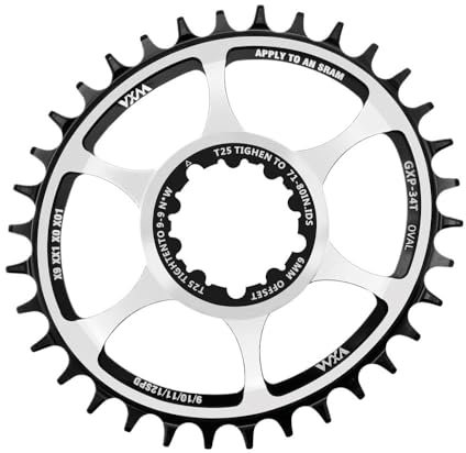 wanhaoaony Fahrradkettenblätter Fahrrad Kettenblatt 32T 34T 36T MTB Bike Offset 6MM Oval Kettenblatt GXP Kettenräder for Sram 8/9/10/11/12S Kettenblatt (Size : 36T, Color : Black)