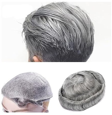 Pelucas para Hombre Tupé for hombres Piel fina 0.03-0.04mm V-loop Base de PU sin nudos Tupé for hombres Cabello humano Pelucas for hombres Unidades de reemplazo de cabello duradero para uso diario Mas
