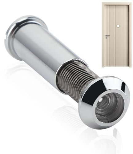 Door Viewer Peehole Polished Chrome 180° Wide Angle Door Viewer 14mm Security Spy Hole for Front Door Security Door Spy Hole Camera Viewer Door Peephole for Safety Fits Doors Installation in 35-50mm