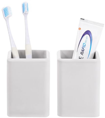 Luxspire 2 PCS Porte-brosses à Dents, Gobelets à Brosses en Diatomite à Dents à Séchage Rapide pour la Salle de Bain, Porte-brosses à Dents Électriques et Porte-Dentifrice, Gris Clair