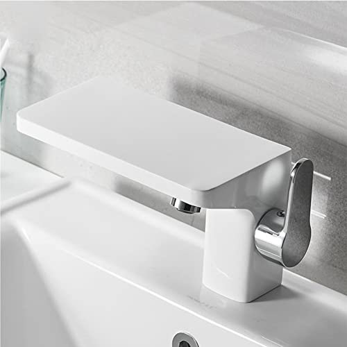 Moderner Einhebel-Mischbatterie aus Kohlefaser, Porzellan, für Waschbecken, platzsparend, Weiß