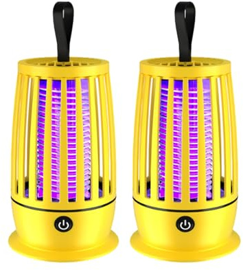 Anti - moustique, anti - moustique 2 - en - 1 avec lampe UV et lampe d'éclairage, 360 ° attire les insectes volants bourdonnants, adapté pour une utilisation en intérieur - jaune. (2 pièce)