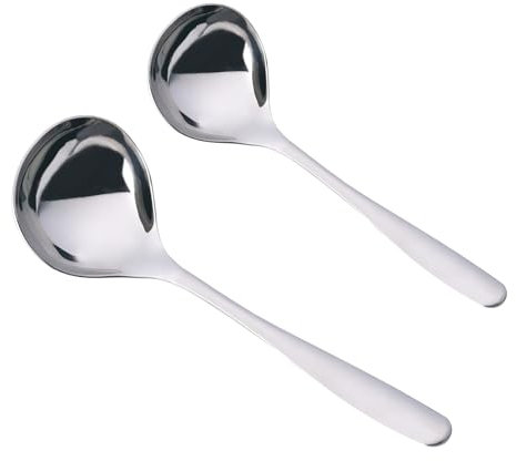 2 Stück Suppenkelle Edelstahl, OßEnlöFfel, Edelstahl Poliert Kleine Suppenkelle, SpüLmaschinenfest Suppenkellen für Restaurant KüChe Party