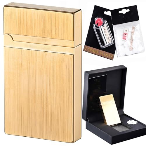 Encendedores de Queroseno de latón con Piezas de Repuesto de Piedra y Mecha, Accesorios universales for encendedores(Gold)