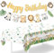 Nappes avec bannière « Happy Birthday » - Décoration de fête d'anniversaire sur le thème de la jungle - Décorations de fête sur le thème de la jungle - Pour garçons et filles - Décoration de fête