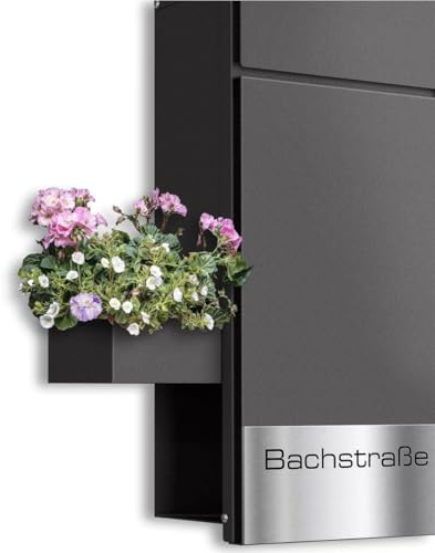 Metzler Dekoschale/Pflanzschale für Briefkästen Cubic G | DB 703 Eisenglimmer | wetterfest & pflegeleicht | ohne Bohren montierbar | Pflanzschale aus Stahl | 8 × 4 × 8 cm