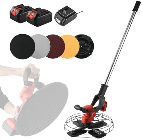 VNATWGOO 600–900 W Elektrische GläTtmaschine, HandgefüHrte Putzmaschine Mit BüRstenlosem Motor, Einstellbare Geschwindigkeit, Mit VerläNgerungsstange Und Akkus,20000mAh