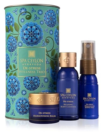 SPA CEYLON DE-STRESS Wellness Trio Set mit Duschgel, Body Cream & Aroma Balm, Aromatherapie Geschenkset zur Stresslinderung & Entspannung, vegan & naturbasiert